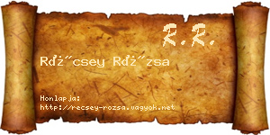 Récsey Rózsa névjegykártya